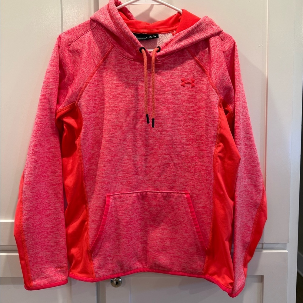 Neon women’s storm fleece hoodie Under Armour SZP/SM Coldgear w/kangaroo pocket.